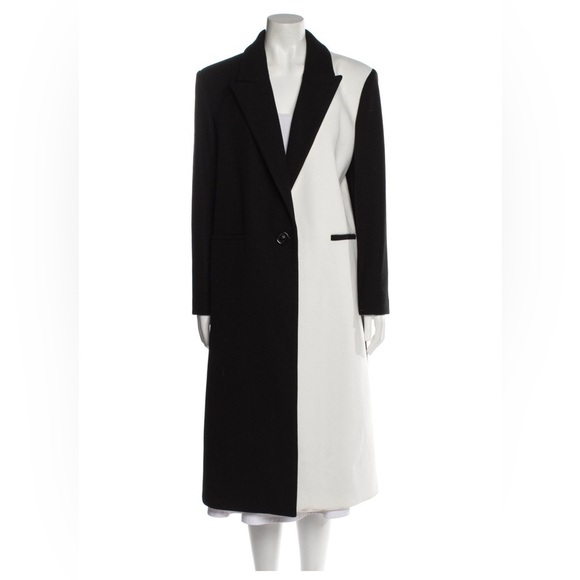 ALICE + OLIVIA Nicola Black and White Colorblock Maxi Coat Size Large NWT - Picture 5 of 7